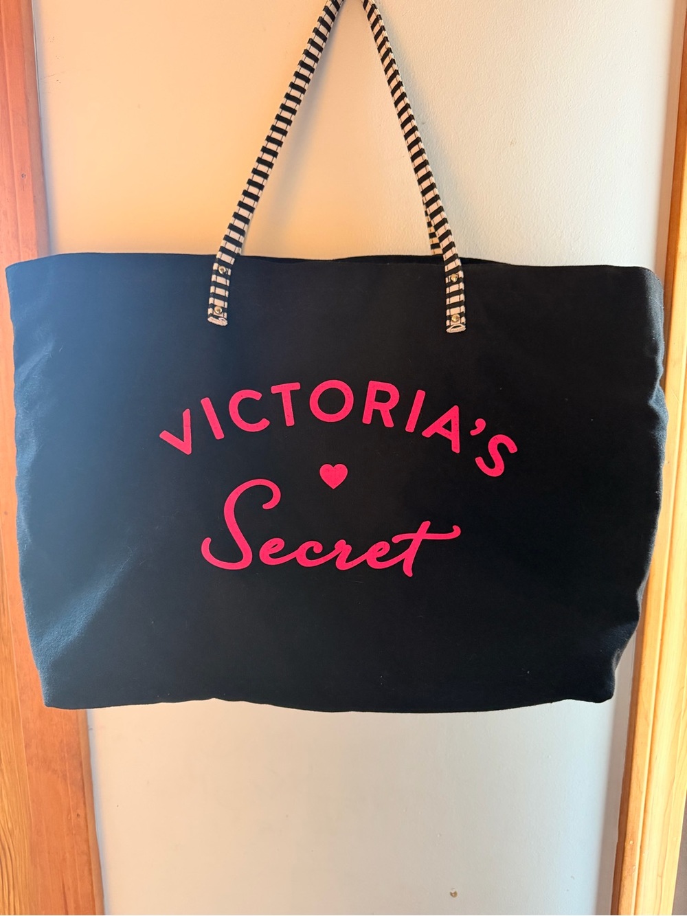 Victorias Secret Black and Pink Tote Bag